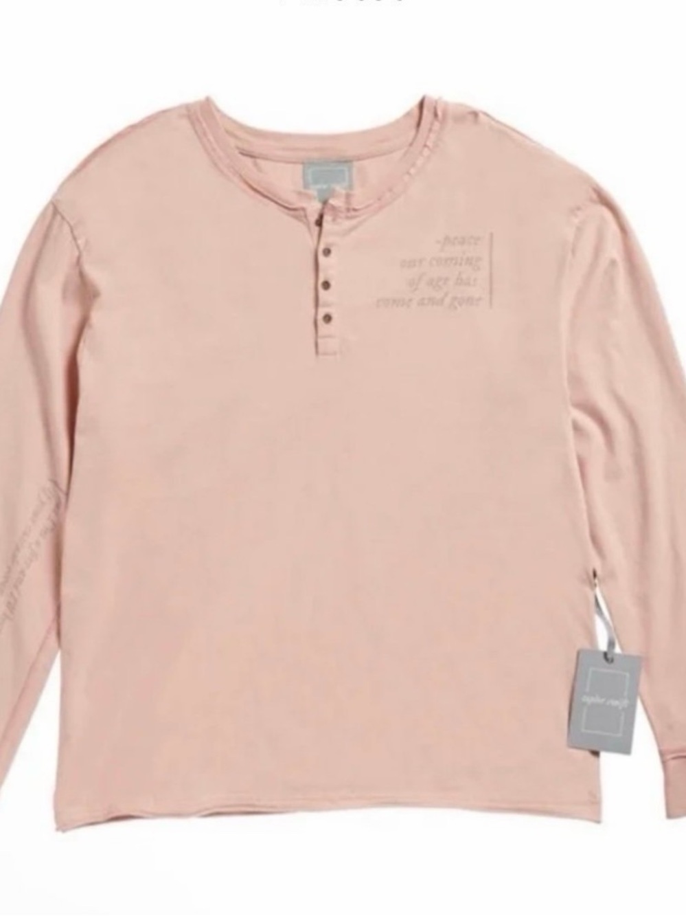 Taylor Swift Folklore Pink Henley Long Sleeve - Peace Lyrics